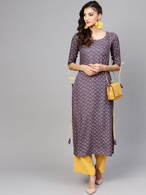 

Libas Women Grey Printed Straight Kurta