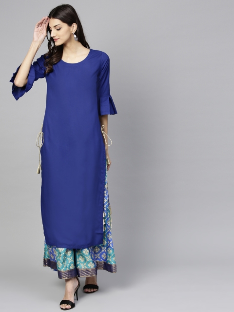 

Libas Women Blue Solid Kurta with Palazzos