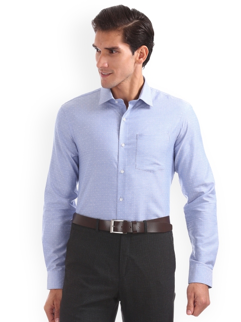 

Arrow Men Blue Regular Fit Self Design Formal Shirt
