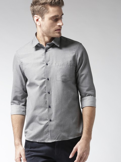

Arrow New York Men Grey Slim Fit Self Design Casual Shirt
