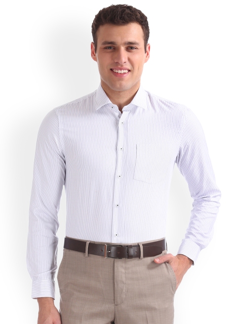

Arrow New York Men White & Black Slim Fit Striped Casual Shirt