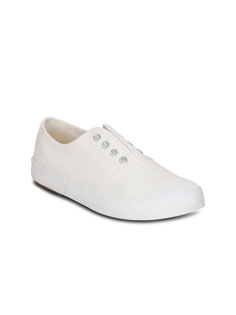 

Get Glamr Women White Slip-On Sneakers