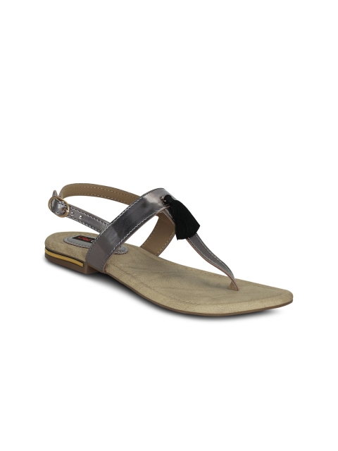 

Get Glamr Women Grey Solid Synthetic T-Strap Flats