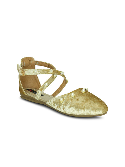 

Get Glamr Women Gold-Toned Solid Synthetic Suede Mules
