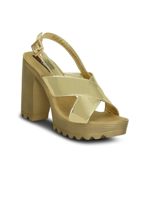 

Get Glamr Women Gold-Toned Solid Sandals