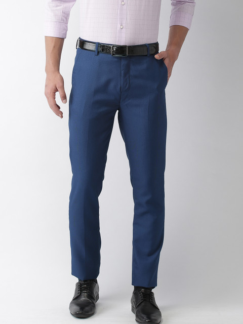 

Arrow New York Men Blue Tapered Fit Solid Formal Trousers