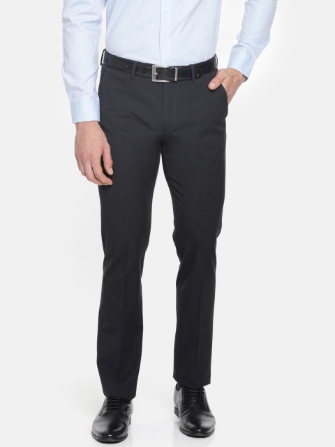 

Arrow Men Navy Slim Fit Solid Formal Trousers, Navy blue