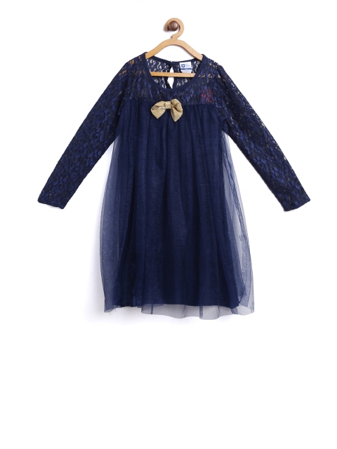 

612 league Navy Blue Solid Tunic