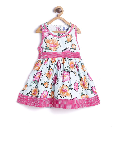 

612 league Girls White & Pink Printed Tunic