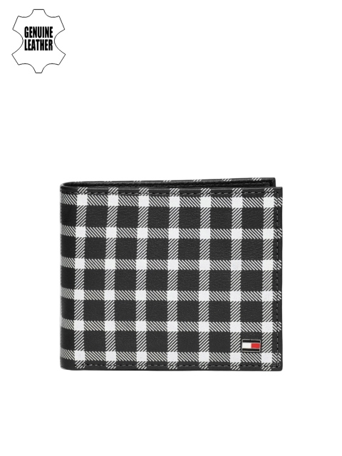 

Tommy Hilfiger Men Black & White Checked Two Fold Wallet