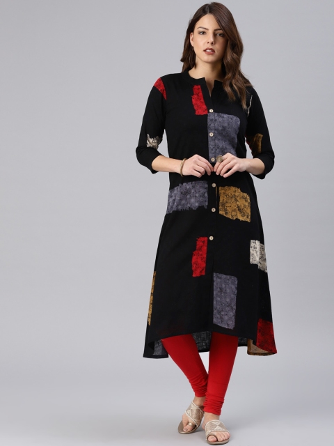 

AHIKA Women Black & Red Printed A-Line Kurta
