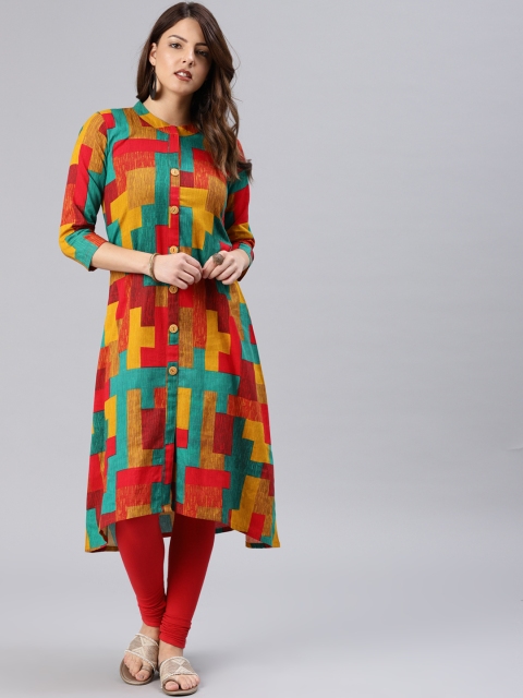 

AHIKA Women Multicoloured Printed A-Line Kurta, Multi