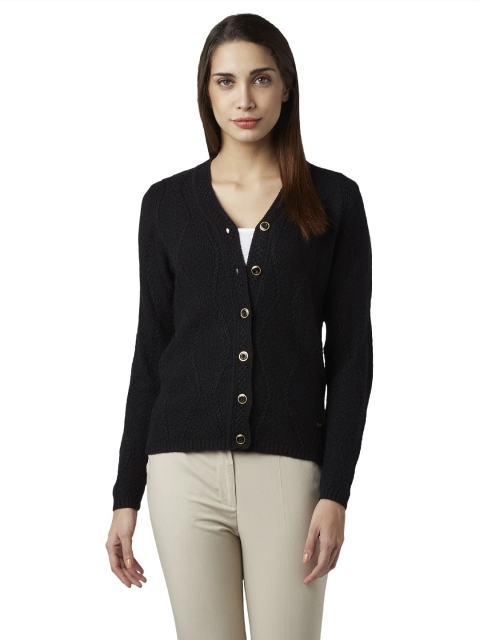 

Park Avenue Women Black Self Design Cardigan