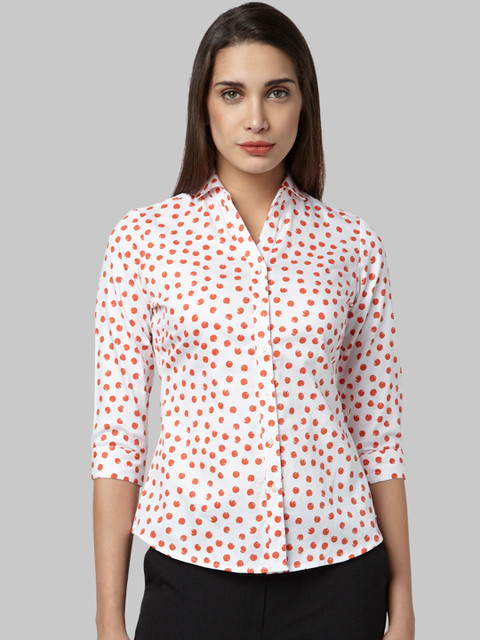 

Park Avenue Women Orange & White Regular Fit Printed Casual Shirt