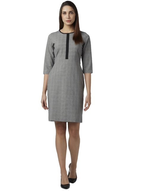 

Park Avenue Women Grey Checked Sheath Dress
