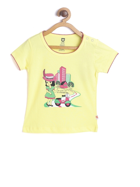 

612 league Girls Yellow Printed Top