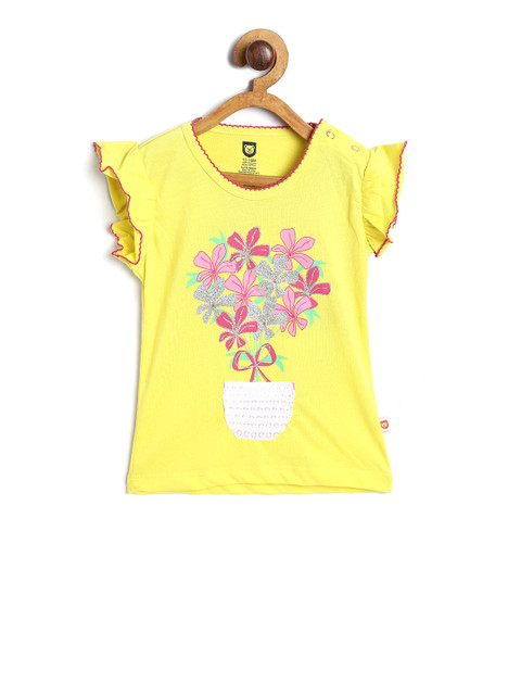 

612 league Girls Yellow Printed Top