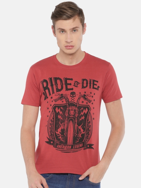 

ARISE Men Red Printed Round Neck T-shirt