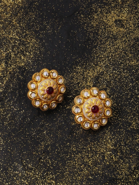 

Studio Voylla Gold-Plated Pink Jadau Circular Studs