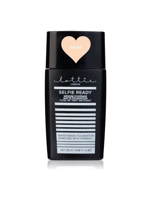 

Lottie London Ivory SELFIE READY MEDIUM COVERAGE MATTE FOUNDATION 28 ml, White