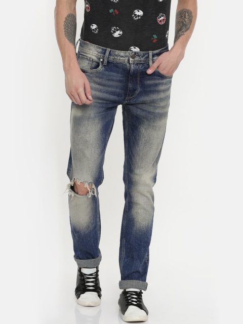 

Jack & Jones Men Blue Tim Slim Fit Low-Rise Mildly Distressed Stretchable Jeans