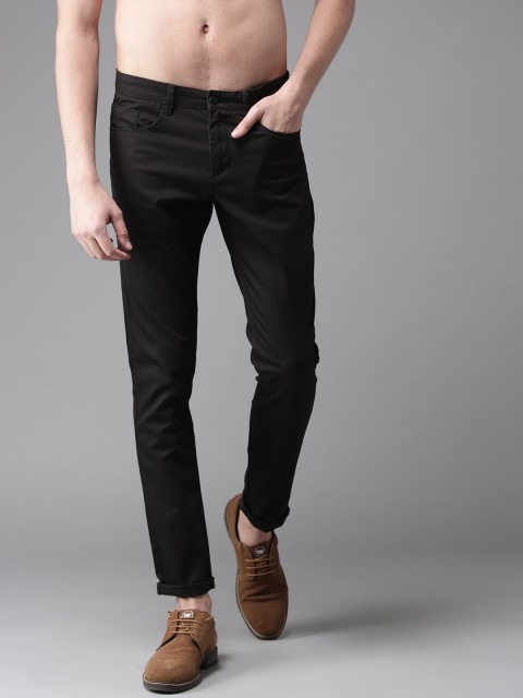 

Flying Machine Men Black Super Slim Fit Solid Trousers