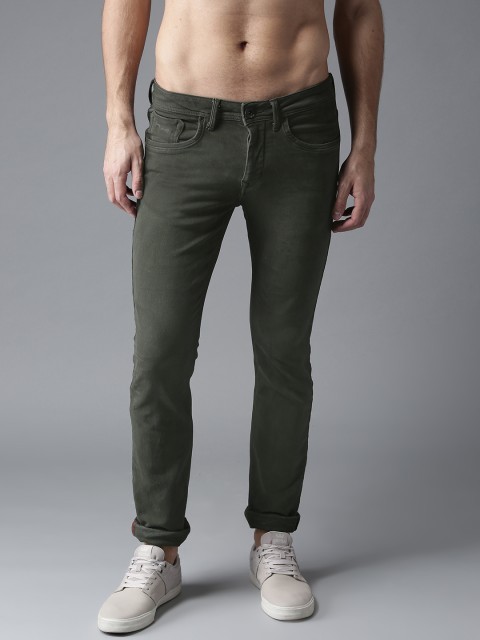 

Flying Machine Men Olive Green Regular Fit Mid-Rise Clean Look Stretchable Jeans