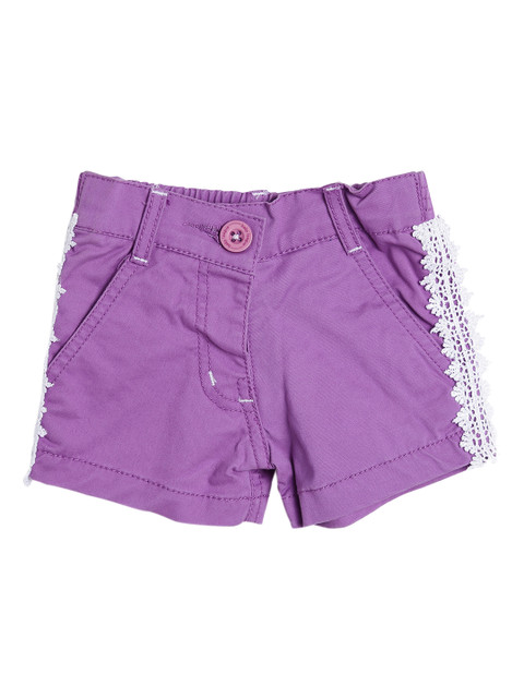 

612 league Girls Purple Solid Regular Fit Regular Shorts
