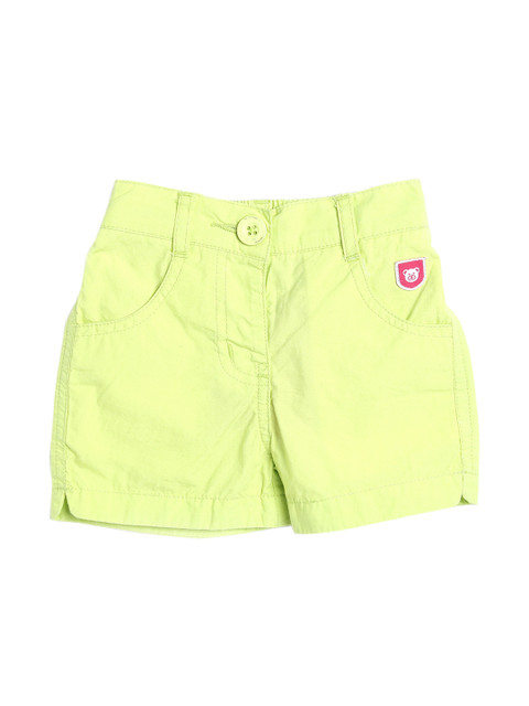 

612 league Girls Lime Green Solid Regular Fit Regular Shorts