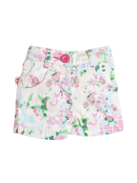 

612 league Girls Off-White Printed Regular Fit Regular Shorts