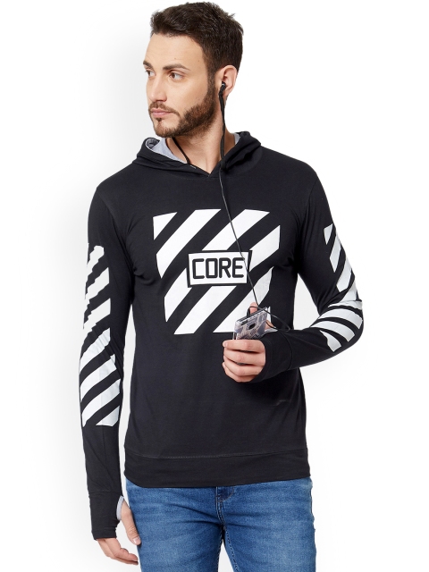 

Maniac Men Black & White Printed Hood T-shirt