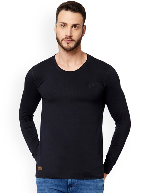 

Maniac Men Black Solid Round Neck T-shirt