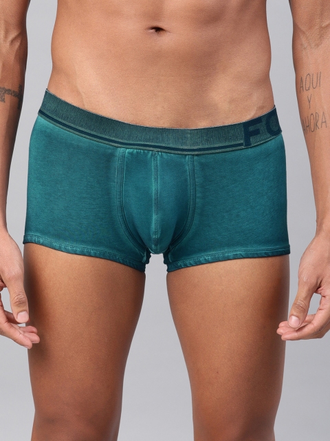 

FCUK Underwear Men Teal Blue Solid Trunks CTR16