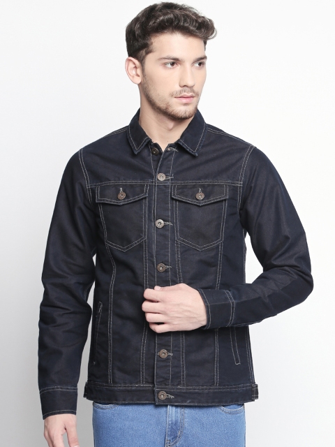 

High Star Men Blue Solid Denim Jacket