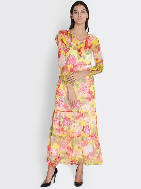 

Taanz Women Yellow Printed Maxi Dress