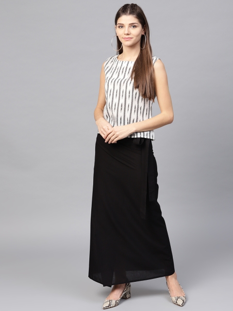 

aasi Women Solid Wrap Around Skirt, Black