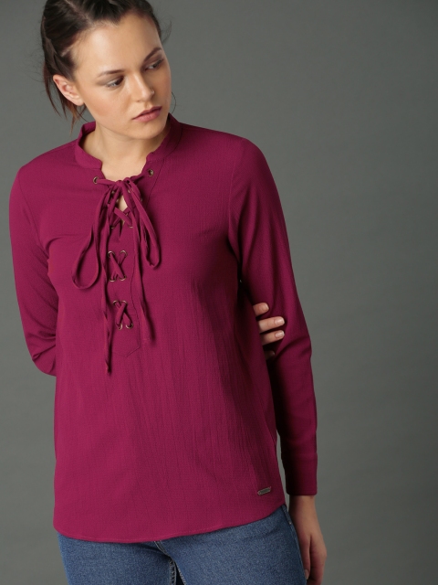 

Roadster Fast and Furious Women Burgundy Solid Top