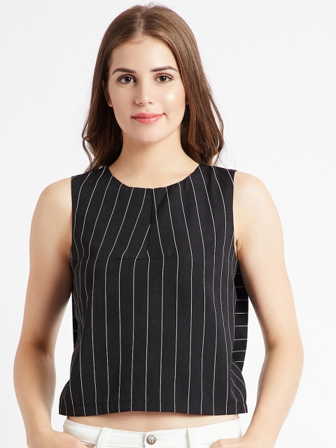 

COVER STORY Women Black Striped Crop Top