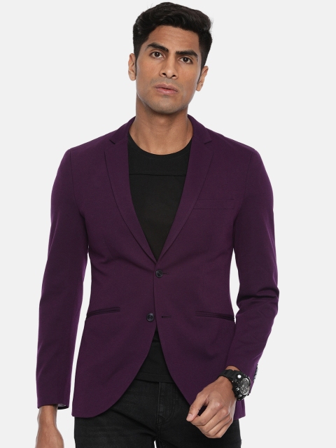 

Jack & Jones Men Purple Solid Regular Fit Single Breasted Casual Blazer