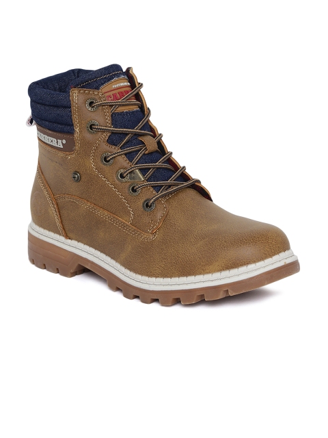 

Carrera Men Brown Solid Synthetic Leather Mid-Top Flat Boots