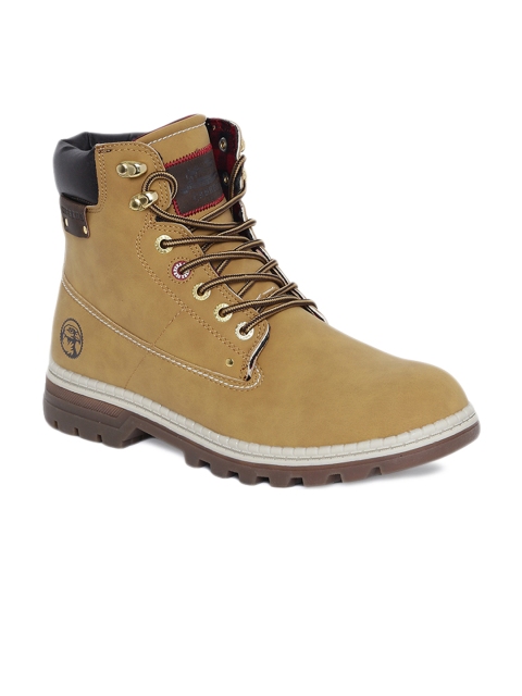 

Carrera Men Tan Solid Synthetic Leather Mid-Top Flat Boots