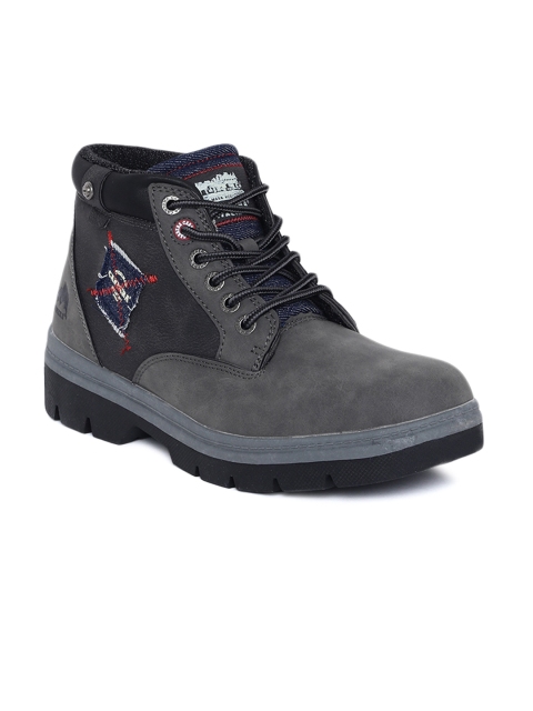 

Carrera Men Blue Solid Synthetic Leather Mid-Top Flat Boots