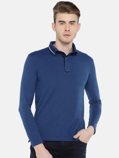 

Easies Men Blue Solid Polo Collar T-shirt