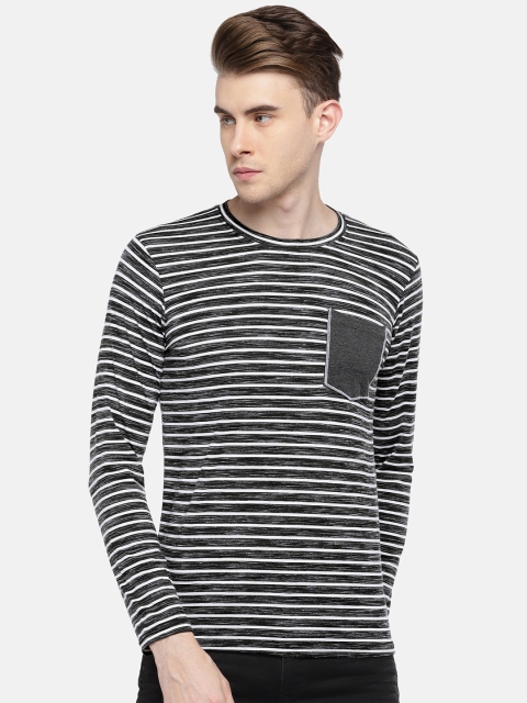

Easies Men Black & White Striped Round Neck T-shirt