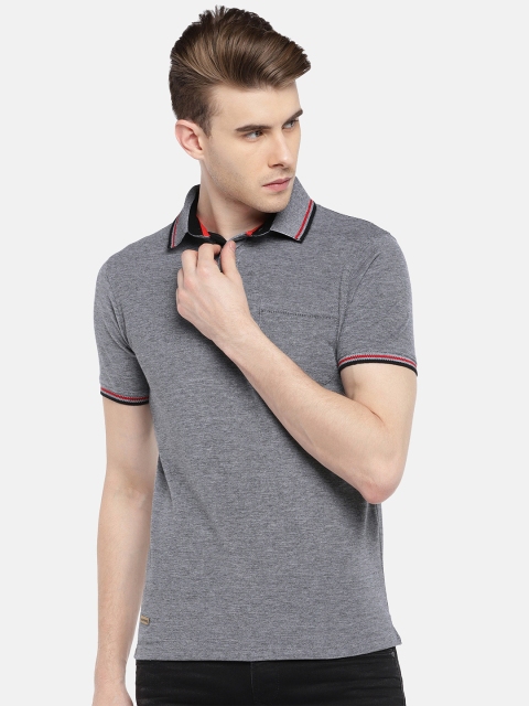 

Easies Men Grey Melange Solid Polo Collar T-shirt