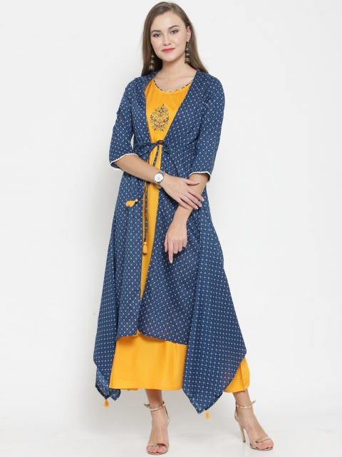 

Laabha Women Blue Printed Maxi Dress