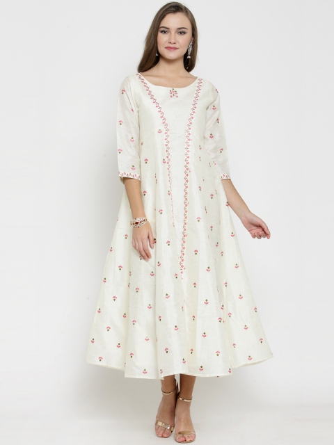 

Laabha Women Off-White Printed Fit and Flare Dress