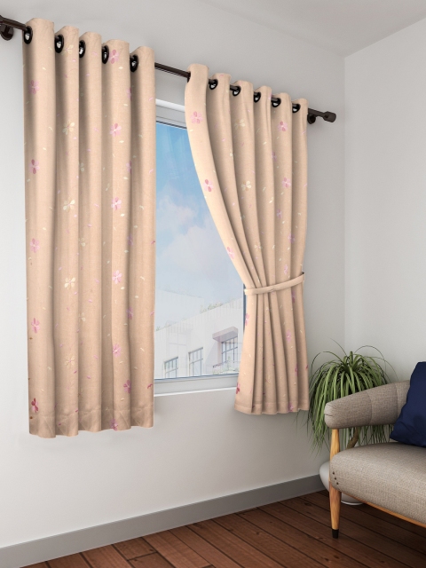 

Cortina Set of 2 Beige Sheer Window Curtains