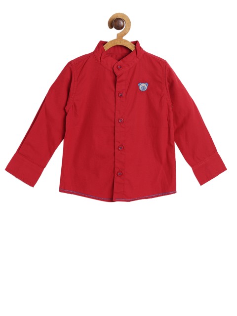 

612 league Boys Red Regular Fit Solid Casual Shirt