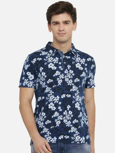 

Steenbok Men Navy Blue Printed Polo Collar T-shirt